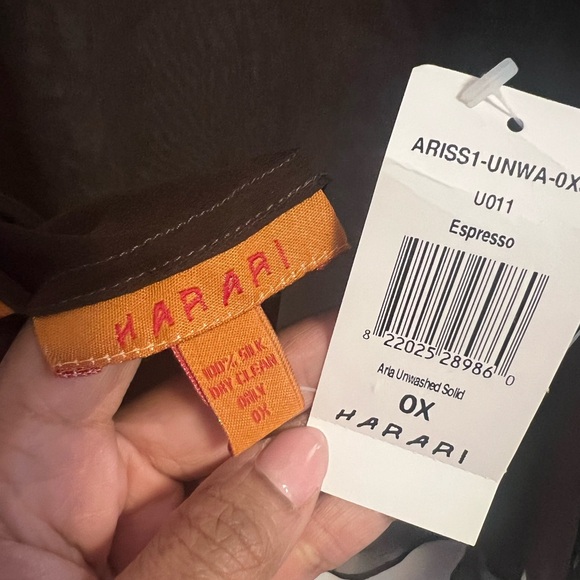 HARARI 100% Silk Brown Sheer Blouse - Picture 3 of 3